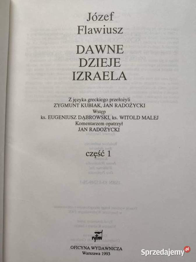 Dawne dzieje Izraela Tom 12 Józef Flawiusz twarda z obwolutą Pozostałe sprzedam