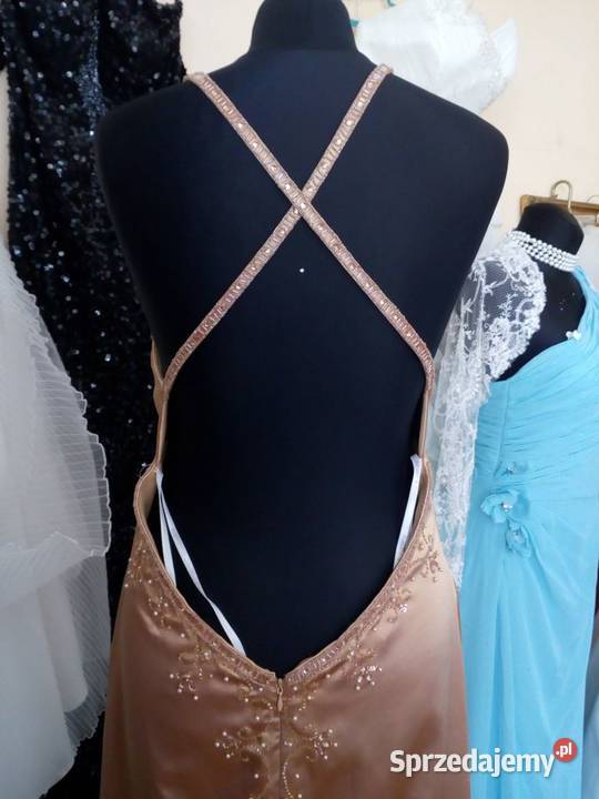 Śliczna złota sukienka z trenem rozmiar 4244 Rozmiar 42(XL) Białystok