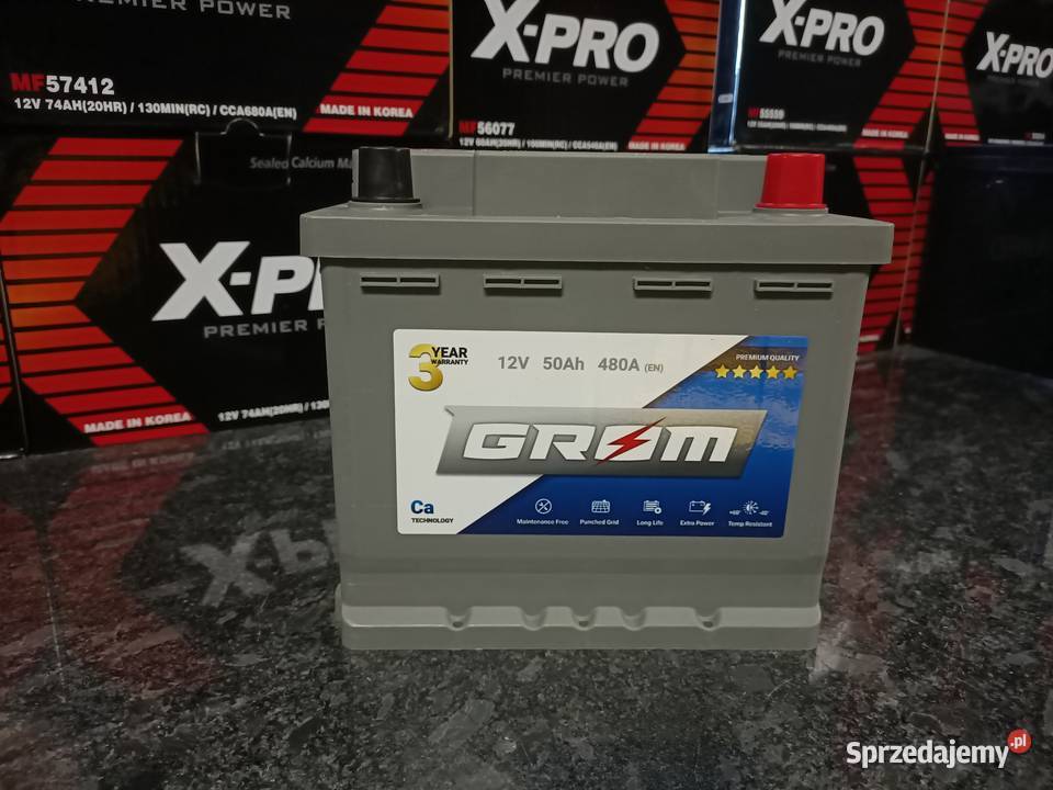 Akumulator GROM Premium 50Ah 480A EN PRAWY PLUS