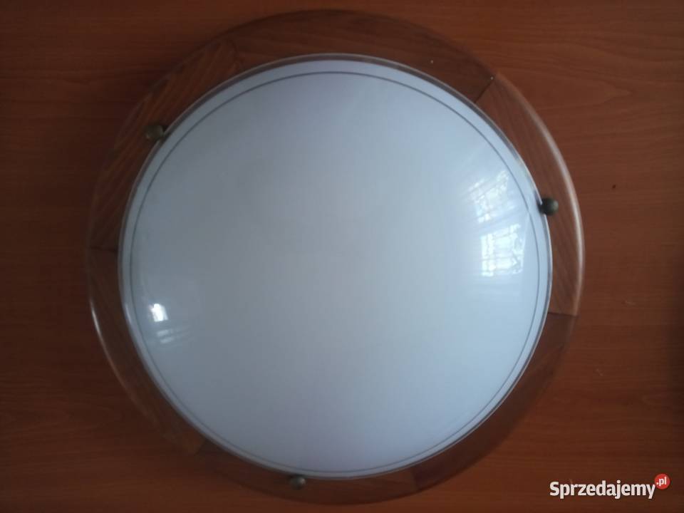 Plafon sufitowy 2x60W e27 drewno szkło mleczne Pyrzyce sprzedam