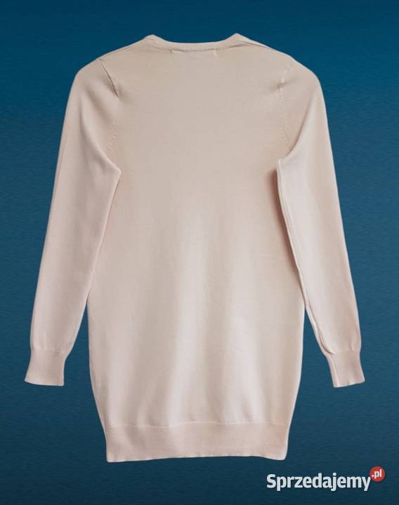 Damski bawełniany sweter pudrowy róż z długim Chrzanów