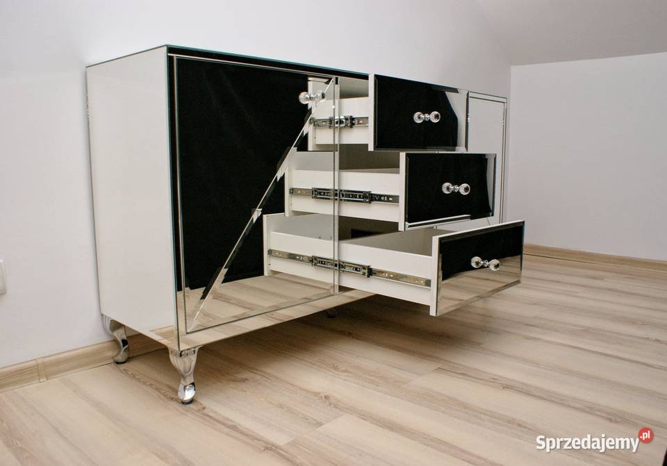 komoda lustrzana z lustra glamour nogi chrom Kępno