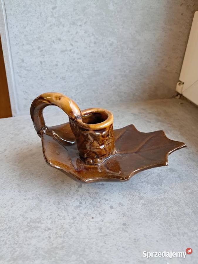 świecznik z prlu w kształcie liścia stan dł 14 Sandomierz sprzedam