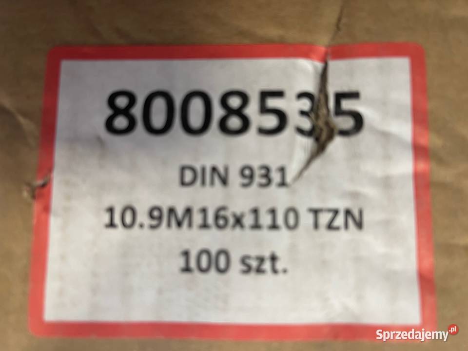 16x110 śruba z łbem sześciokątnymDIN 931 kl109 Rydułtowy
