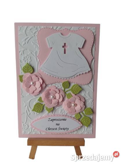 Zaproszenia Chrzest Szatka W Serwetce C6 Róż wielkopolskie Poznań