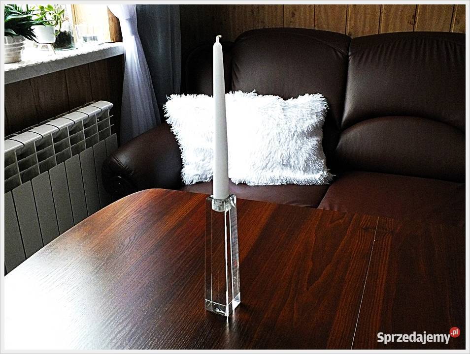 Świecznik Grube szkło pryzma sygnowany lubuskie Żary