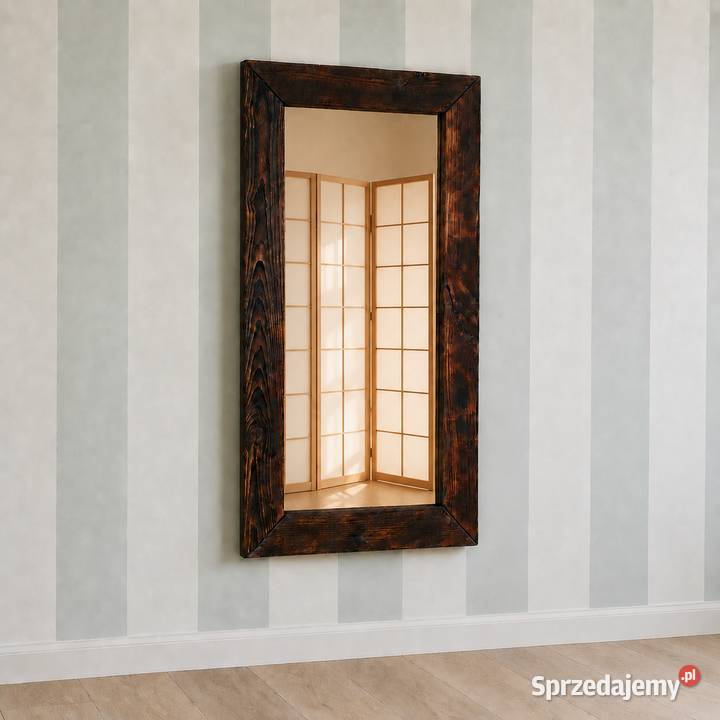 Duże lustro Shou Sugi Ban opalana drewniana rama Wałbrzych sprzedam