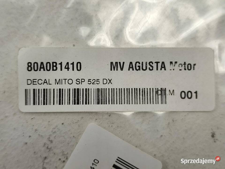 NAKLEJKA MITO SP 525 PRAWY BOCZEK MV AGUSTA MITO osobowe sprzedam