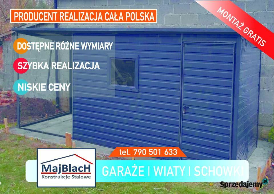 Grafitowy Blaszak Garaż  Wiata Ogrodowa Garaże Wejherowo sprzedam