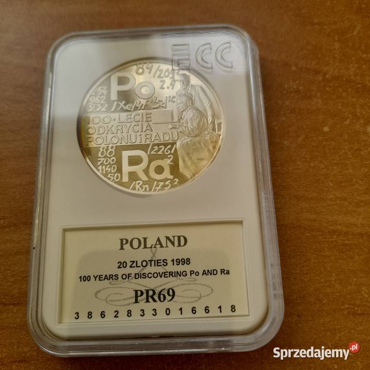 Moneta srebrna 100lecie odkrycia polonu i radu Warszawa