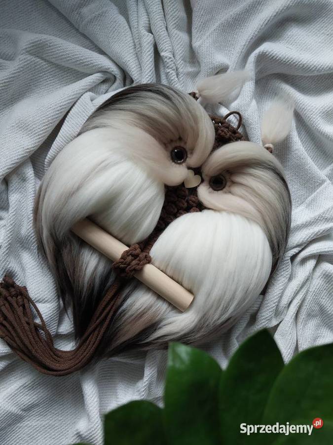 Sowa z wełną czesankową makrama na prezent 34x70 Plewiska