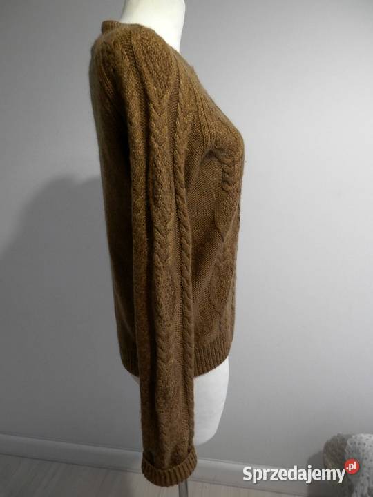 Sweter HM Musztardowy Moherowy Modne Warkocze Łomża sprzedam