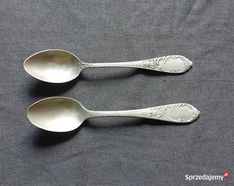 Dwie secesyjne łyżeczki platerowane BM I połowa