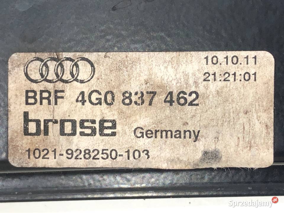 PODNOŚNIK SZYBY PRAWY PRZÓD AUDI A6 C7 4G0837462 Mechanizmy opuszczania szyb sprzedam