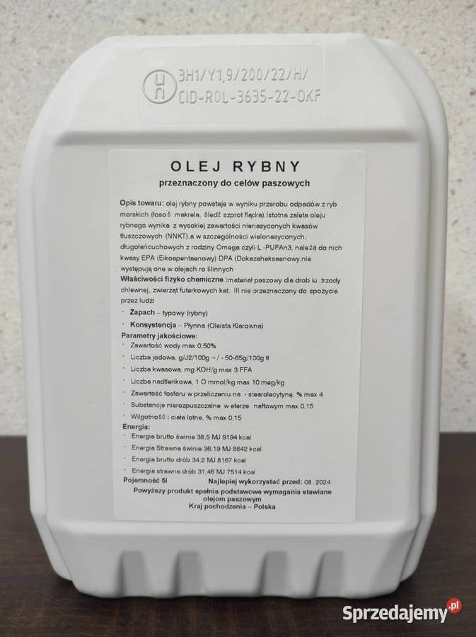 Olej rybny pasów kotów przynęta zanęta ryb Karmy i pasze Hodowla i gospodarstwo wielkopolskie Strzelce Wielkie