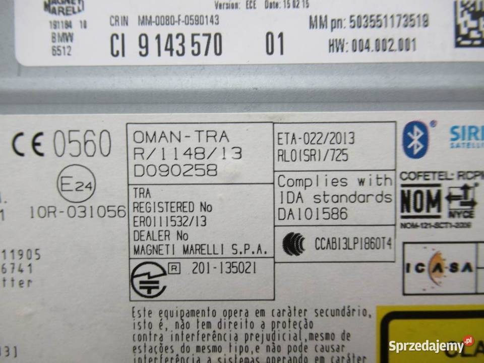 RADIO BMW F30 9143570 1118 ODTWARZACZ MULTIMEDIA Sprzęt audio fabryczny