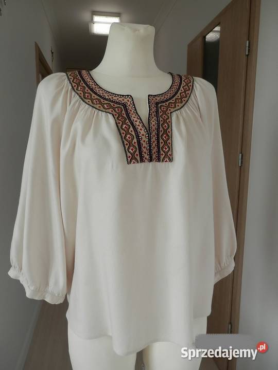 Bluzka Kremowa Obłędny Haft w stylu Etno Boho Moda i Styl Łomża sprzedam