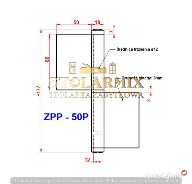Zawias do starych drzwi przylgowych ZPP 50P sprzedam