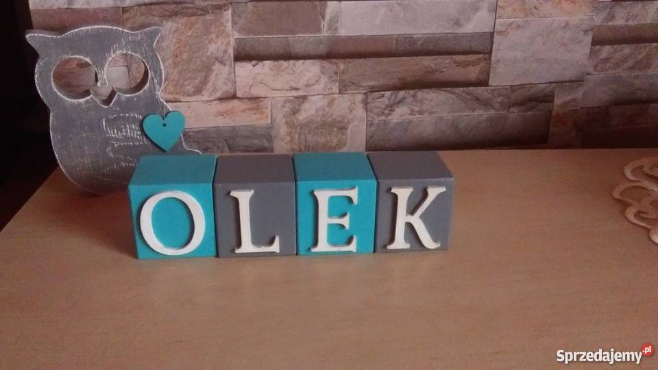 Napis imię dziecko pokój dekoracja kostka klocki