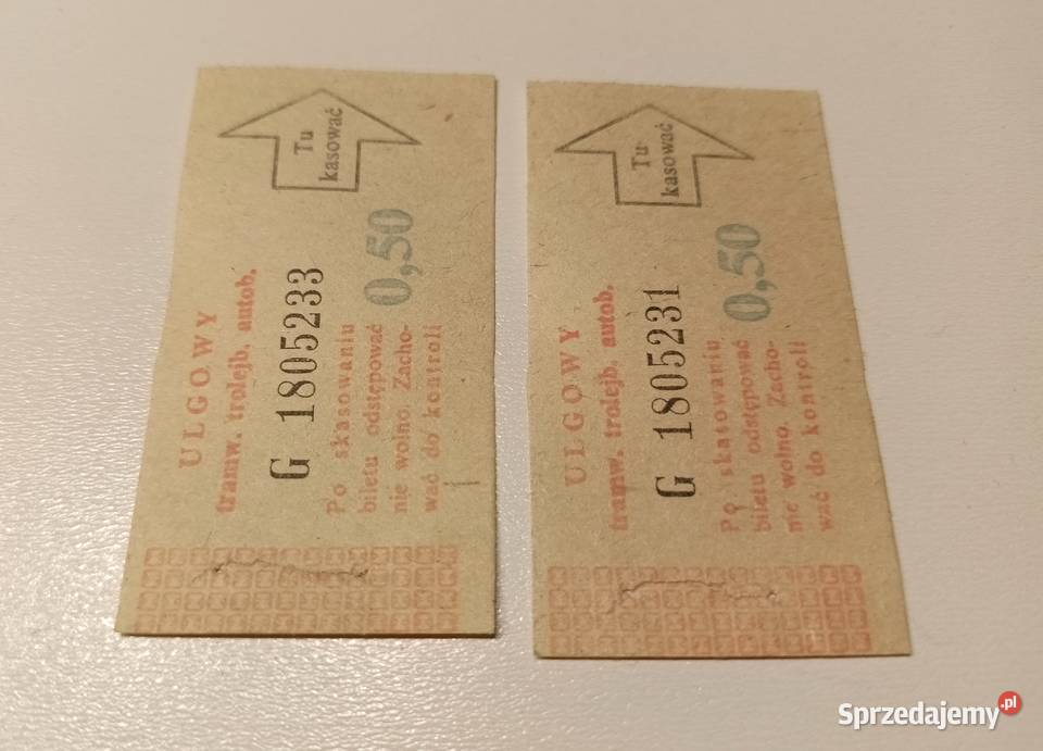 Bilet kolekcjonerski MPK Łódź G 50 gr z PRLu sprzedam