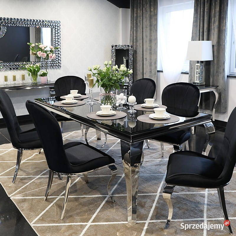 Stół glamour Ludwik 180 Szklany Biały Czarny 90cm mazowieckie Warszawa sprzedam