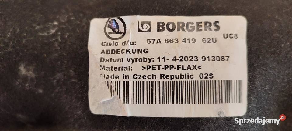 SKODA KAROQ PÓŁKA BAGAŻNIKA 57A863419 sprzedam