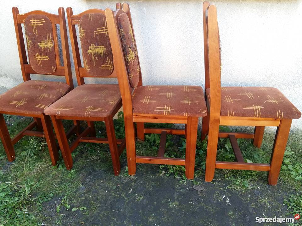 Komplet 4 porządnych krzeseł do odświeżenia 173 45cm
