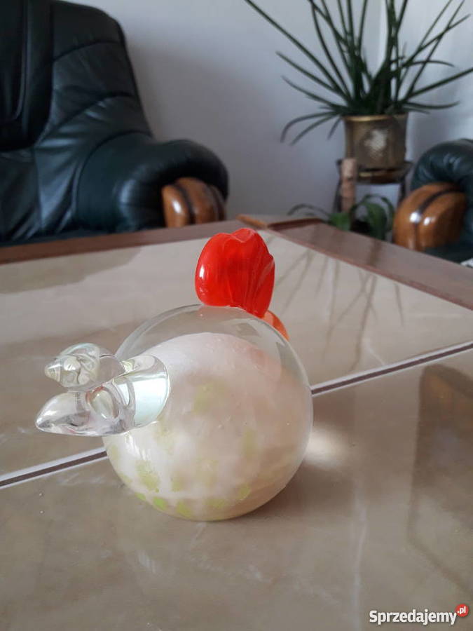 Szklany przycisk papieru Caitnes Kurczak Tikka Porcelana i szkło lubelskie Janów Lubelski