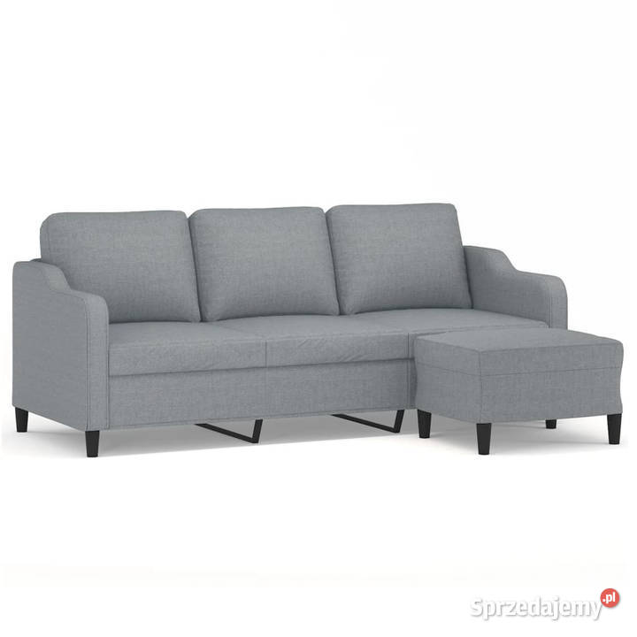 3osobowa sofa z podnóżkiem jasnoszara 180