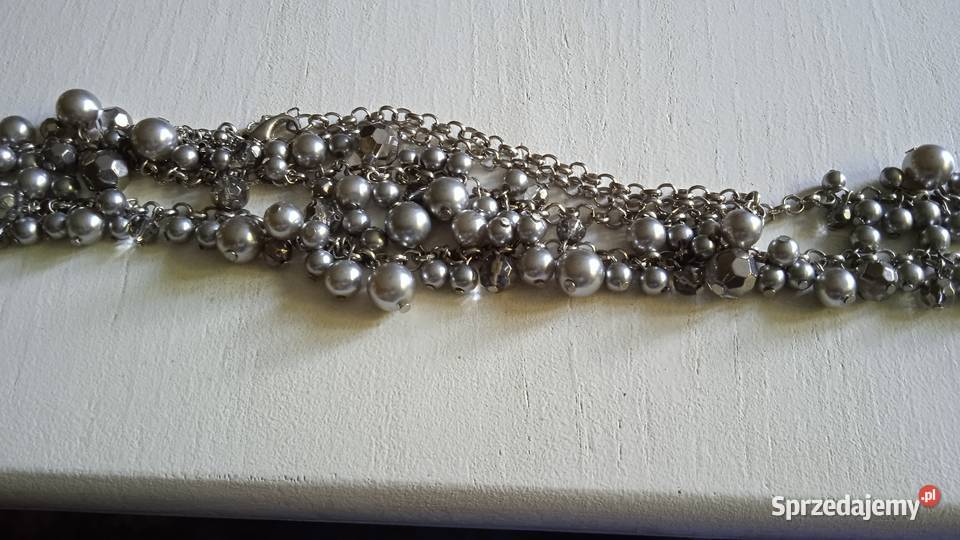 DŁUGI SREBRZONY ŁAŃCUSZEK Z KORALIKAMI Naszyjniki Piła