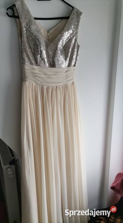 Elegancka długa suknia ślubna wieczora S Szamotuły