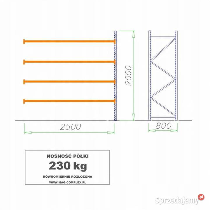 REGAŁ METALOWY MAGAZYNOWY WYTRZYMAŁY PÓŁKA Malbork