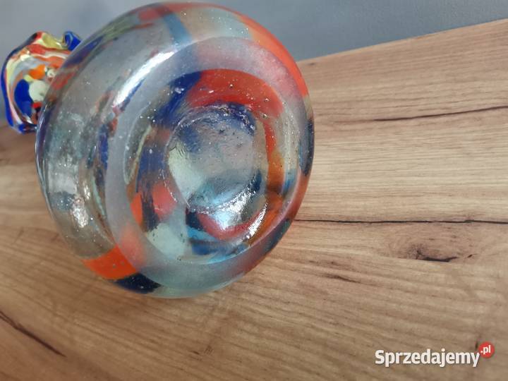 Stary kolorowy wazon Sękacz huta Ząbkowice PRL Porcelana i szkło Siemianowice Śląskie