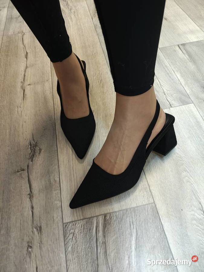 43 Czarne czółenka wieczorowe z odkrytą piętą Kraków