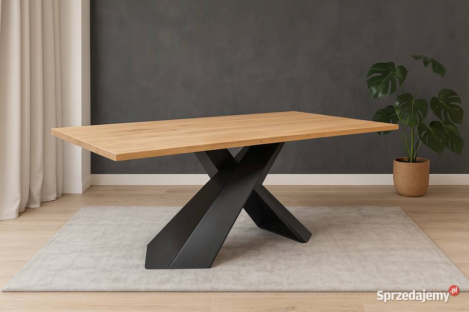 Stół Dębowy LOFT 100 Lite Drewno DĄB Rozkładany 90cm Meble