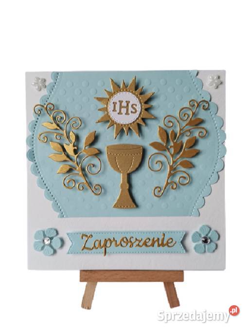 Zaproszenia Komunia Chłopiec Kielich Ihs wielkopolskie Poznań