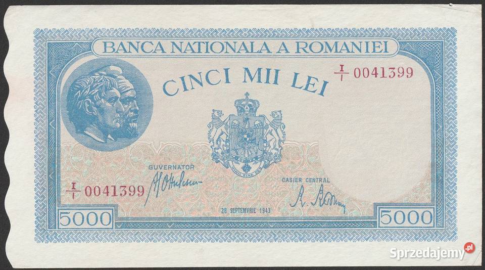 Rumunia 5000 lei 1943 stan 12 Łódź