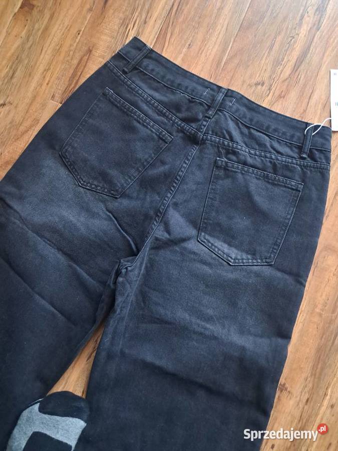 Nowe czarne spodnie rozmiar L na wysoką czarny Sandomierz sprzedam