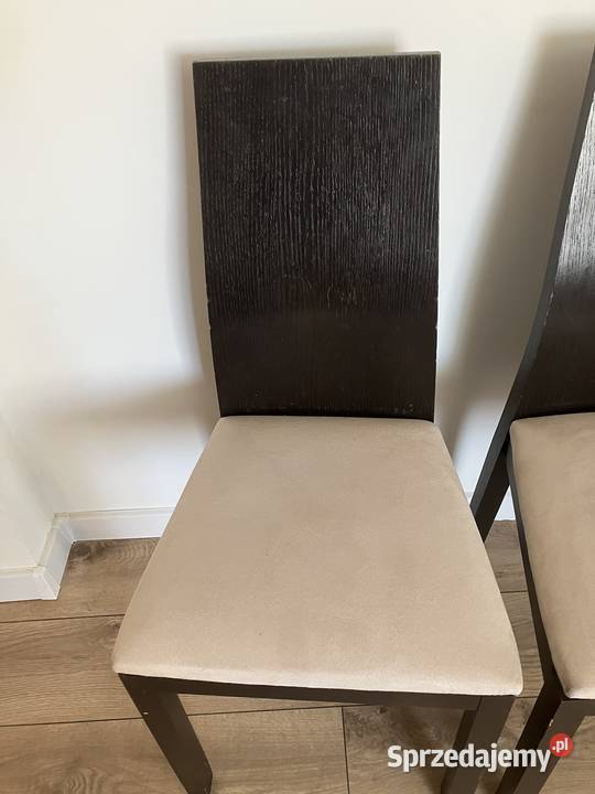 4 krzesła PaMilano drewniane ciemne z jasna Warszawa