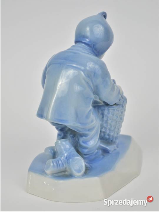 Dziecko z koszem art deco A Sinkó Zsolnay błękit Warszawa