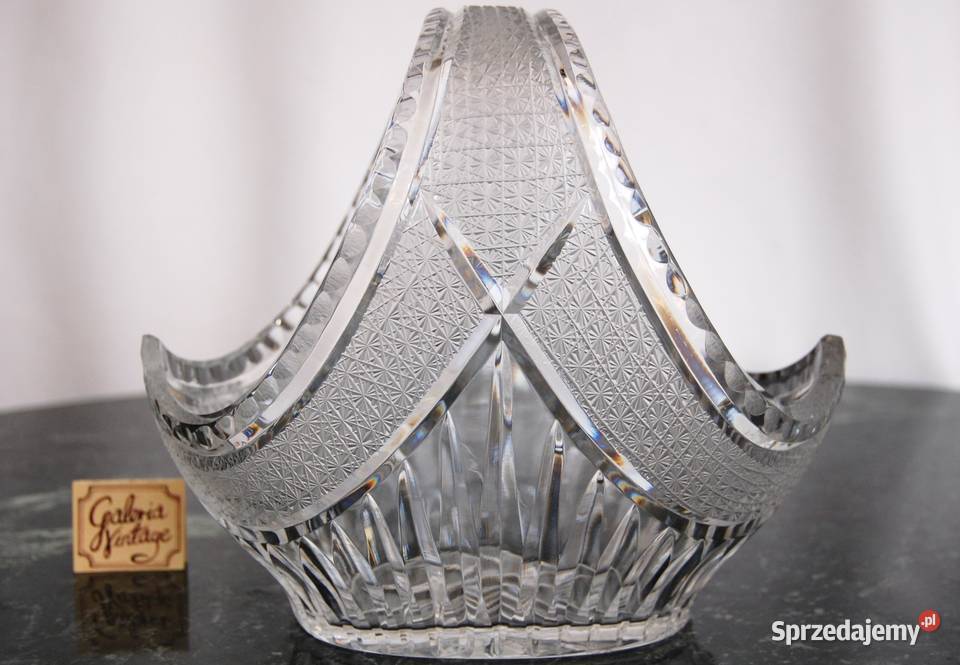 Miska kryształowa koszyk kryształ szlifowany PRL przezroczysty Wyposażenie wnętrz Lublin