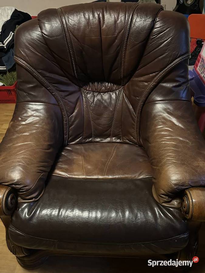 Wypoczynek skórzany rozkładany Okazja wielkopolskie Pniewy