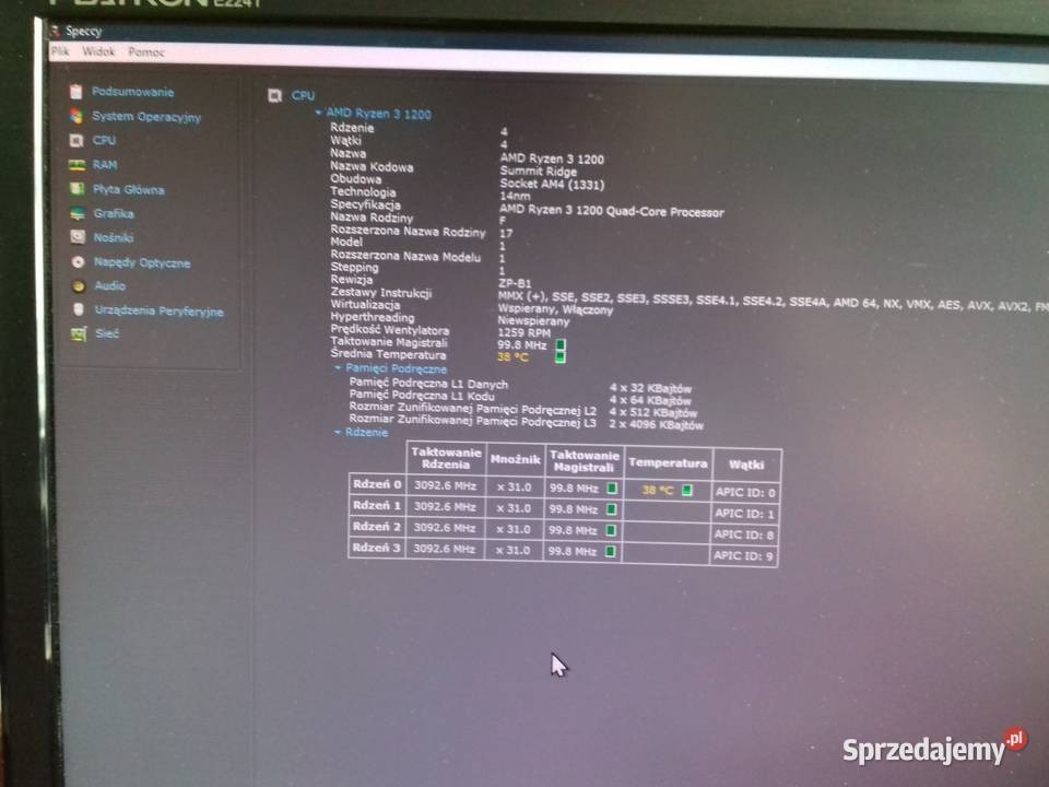 AMD Ryzen 3 1200 AE 4x31GHz AM4 8MB Sprawny Procesory Bydgoszcz