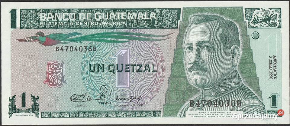 Gwatemala 1 quetzal 1990 stan bankowy UNC Łódź