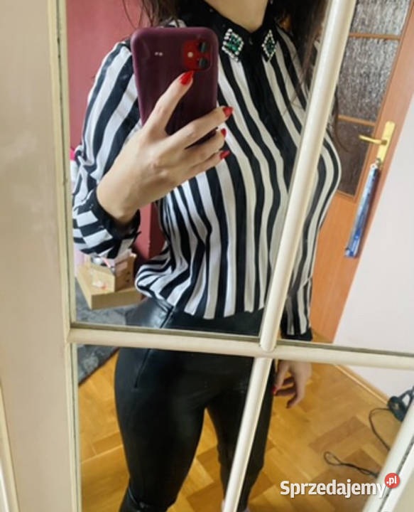 Koszula w paski Mohito ozdoby na kołnierzyku 34 biały Kraków