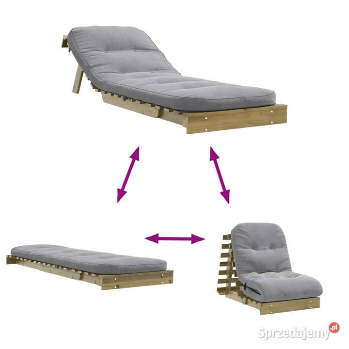 Sofa rozkładana futon z materacem 70x206x11