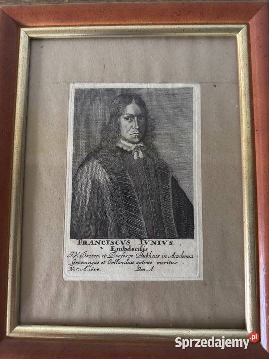 Antyczny Miedzioryt Portret Franciscus Junius śląskie Czerwionka-Leszczyny