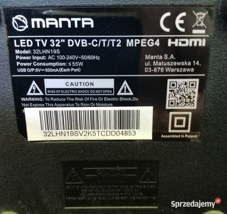 Sprzedam telewizor manta 32 pomorskie