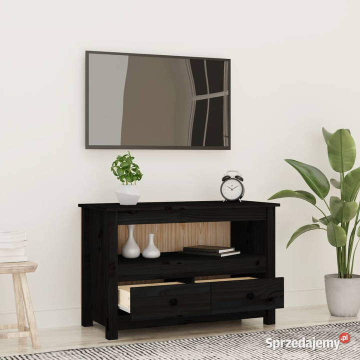 Szafka pod TV czarna 79x35x52 lite drewno Warszawa sprzedam