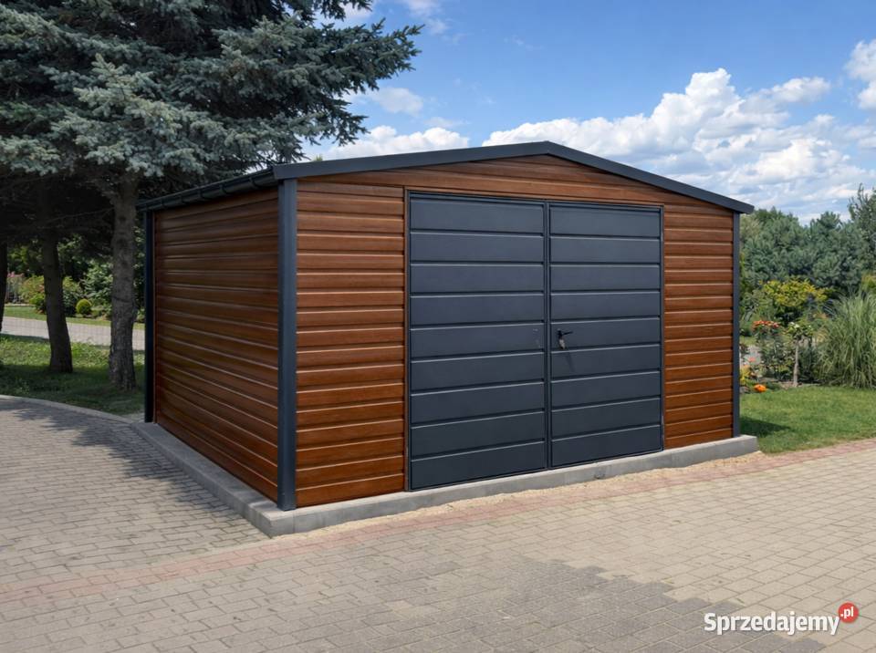 Garaż Blaszany dwuspadowy 4x5 Złoty Dąb Ciemny Gdańsk